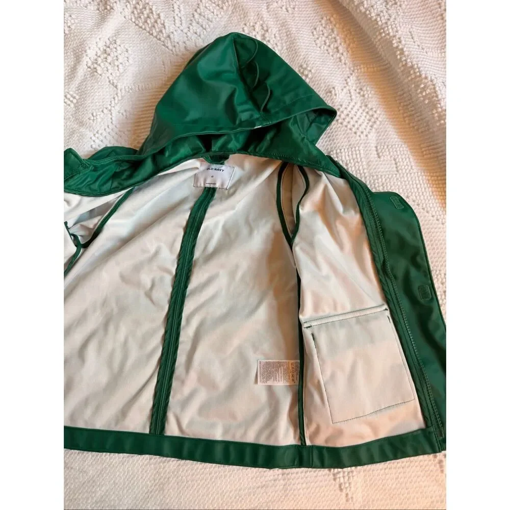 Old Navy 4T Green Rain Jacket Hooded Zip Kids